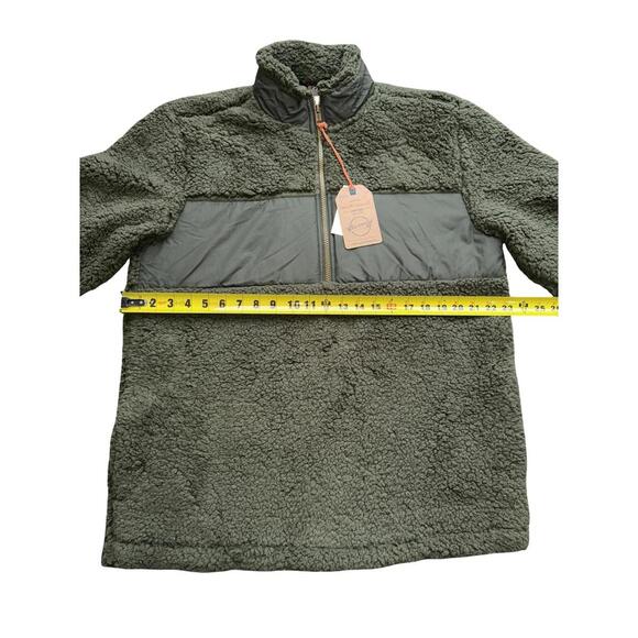 New Vintage Weatherproof Fleece Sherpa Jacket  1/4 Zip Size L Dark Green - Picture 3 of 5